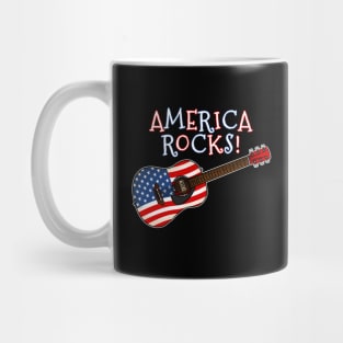 4th July Acoustic Guitar, America Rocks, Guitarist Musician Mug